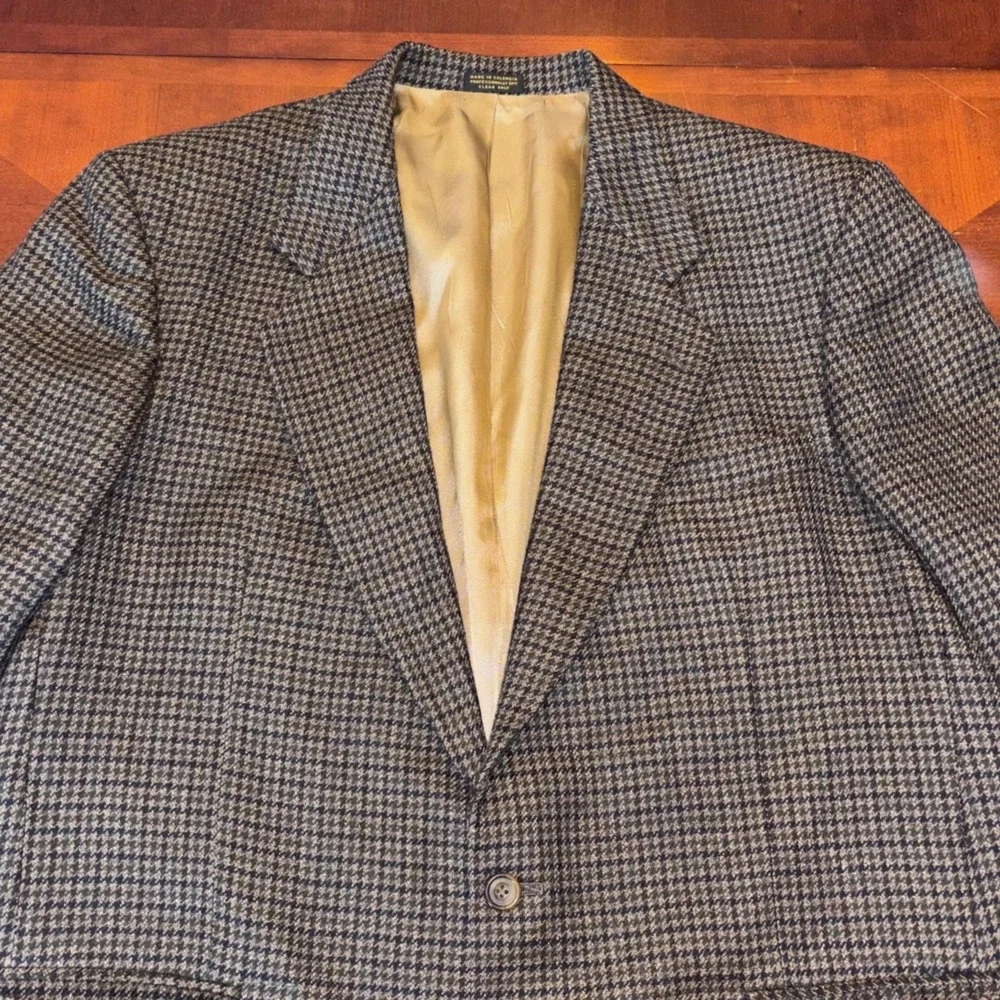 Oscar de la Renta | Mens 46L | 100% Wool Houndstooth‎ Blazer | Brown | FLAW